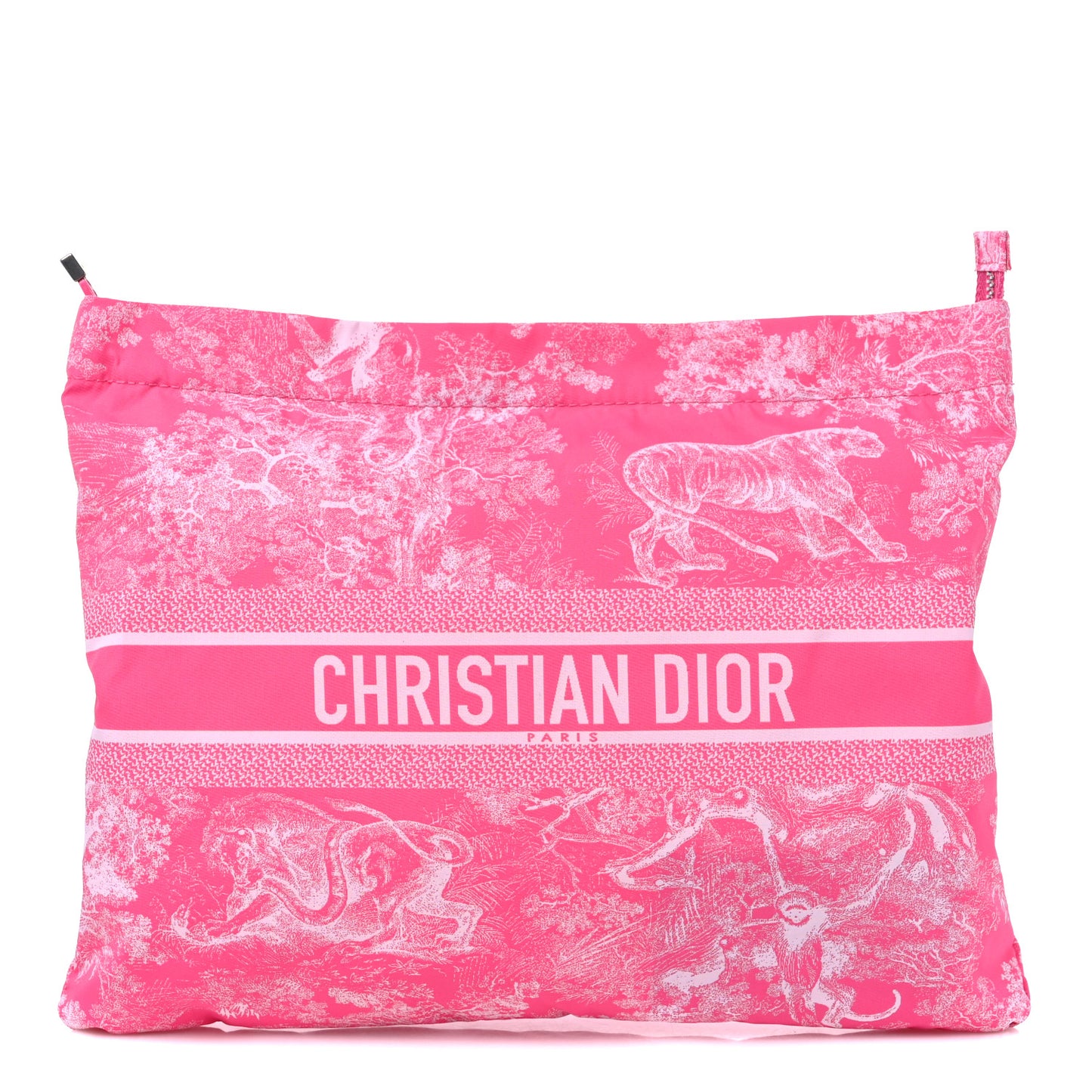 Embroidered Toile De Jouy Diortravel Zipped Pouch Pink