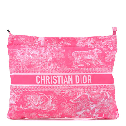 Christian Dior Embroidered Toile De Jouy Diortravel Zipped Pouch Pink 1 of 9