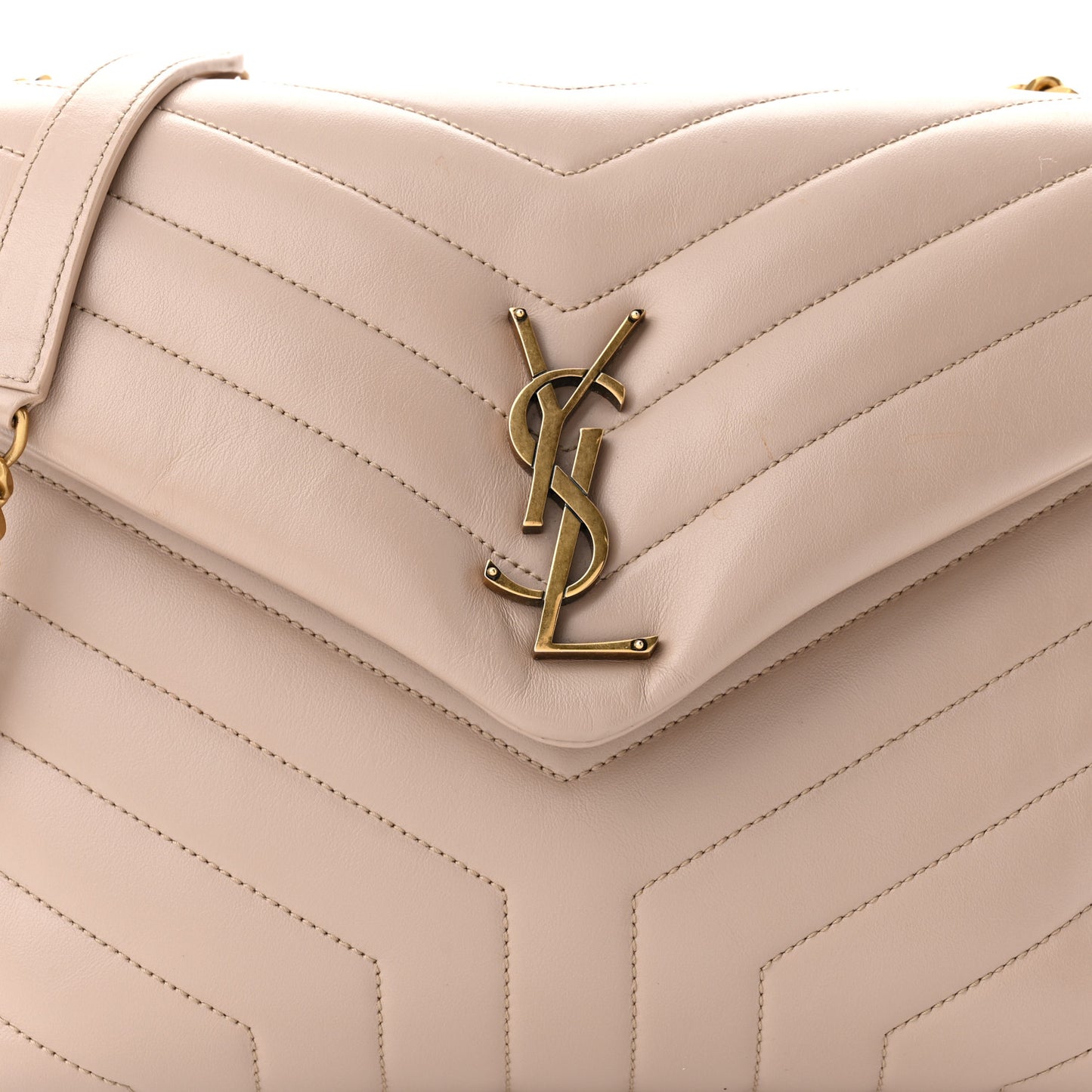 Calfskin Y Quilted Monogram Medium Loulou Chain Satchel Dark Beige