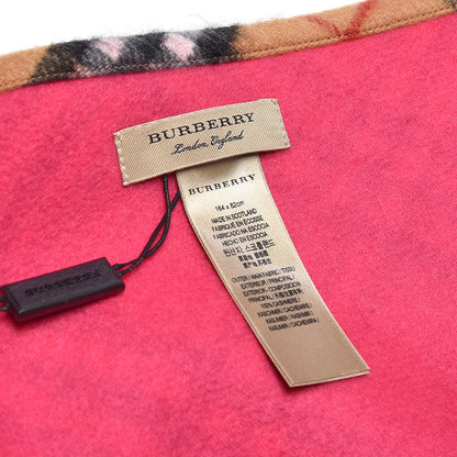 Burberry Cashmere Fluorescent Vintage Check Bandana Scarf Bright Peony 3 of 3