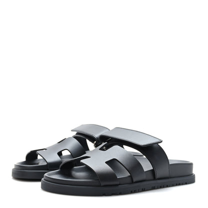 Hermes Calfskin Womens Chypre Sandals 35.5 Black 3 of 8