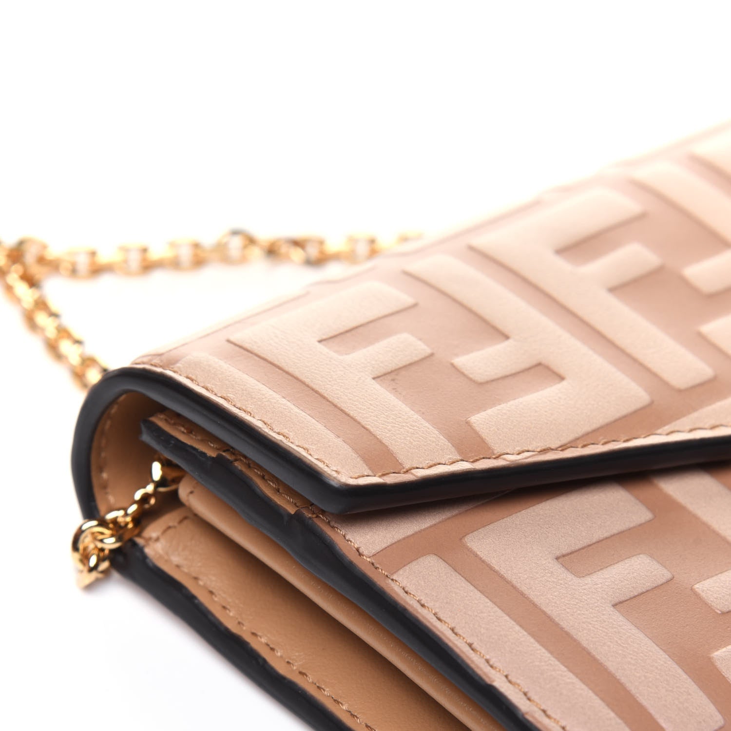 Fendi Vitello Termolagoon F is Fendi FF 1974 Embossed Continental Envelope Wallet On Chain Miele Scuro 14 of 16
