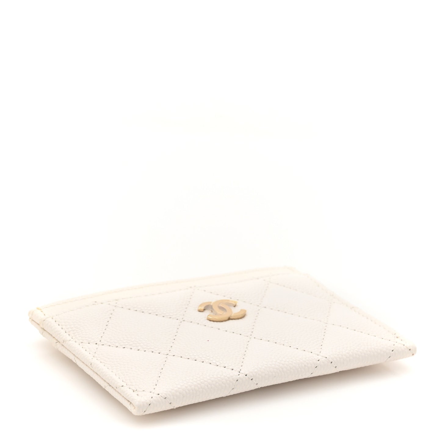 Caviar Quilted Card Holder White