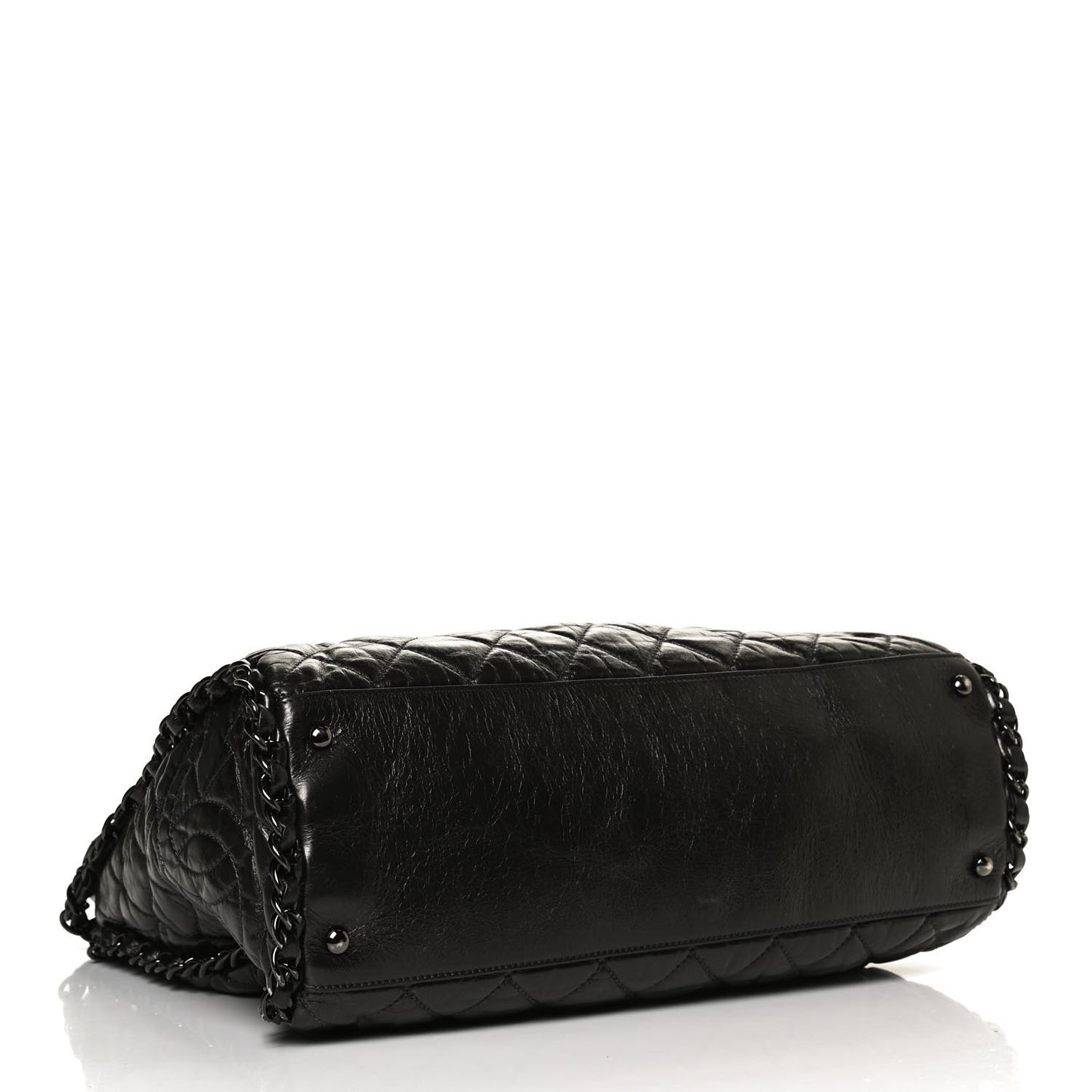 Metallic Calfskin Quilted Large Chain Me Hobo Dark Grey