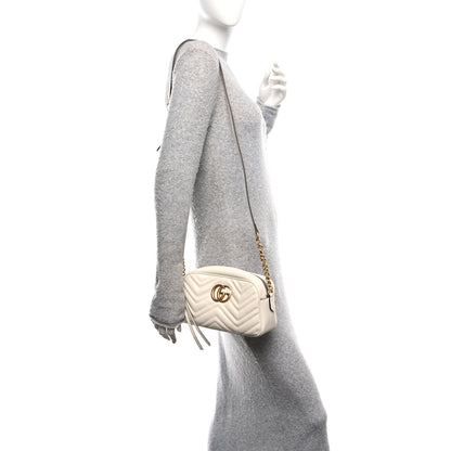 Gucci Calfskin Matelasse Small GG Marmont Chain Shoulder Bag White 2 of 10