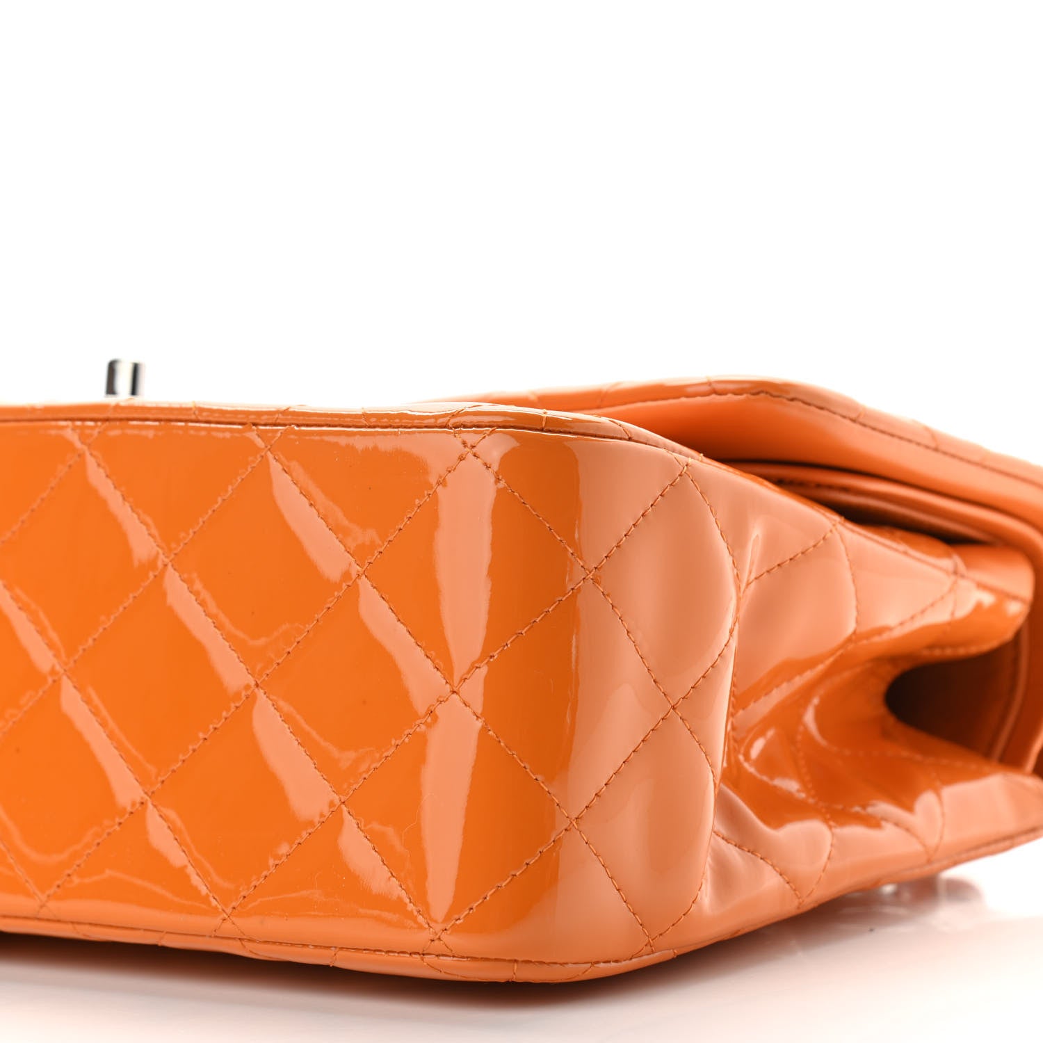 Chanel Patent Quilted Jumbo Double Flap Orange 10 of 11