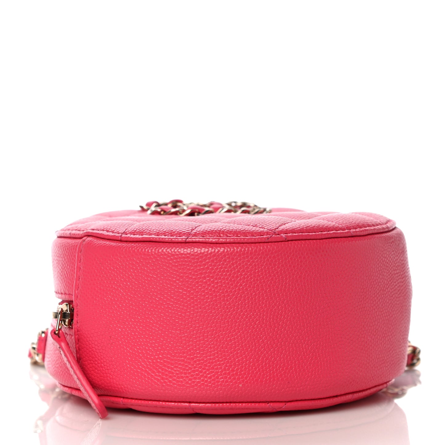 Caviar Quilted French New Wave Round Clutch With Chain Pink