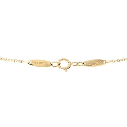 Tiffany 18K Yellow Gold Turquoise Elsa Peretti Double Open Heart Pendant Necklace 5 of 6