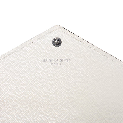 Saint Laurent Grain De Poudre Matelasse Chevron Monogram Flap Wallet Porcellana Black 6 of 9
