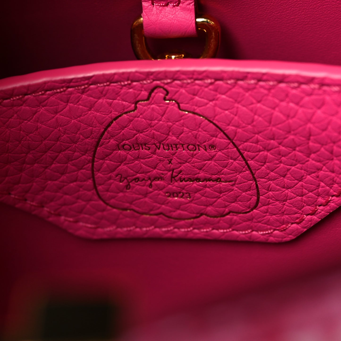LV X YK Taurillon Infinity Net Capucines BB Fuchsia