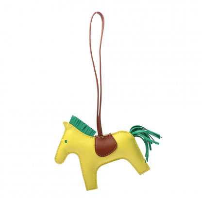 Hermes Milo Lambskin Grigri Rodeo Horse Bag Charm MM Lime Menthe Fauve 1 of 3