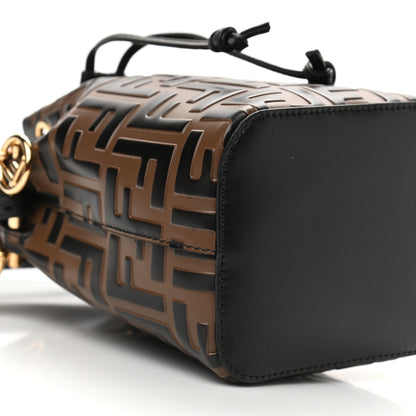 Fendi Vitello Liberty F is Fendi Bi-Color FF 1974 Embossed Mini Mon Tresor Bucket Bag Maya Black 9 of 10
