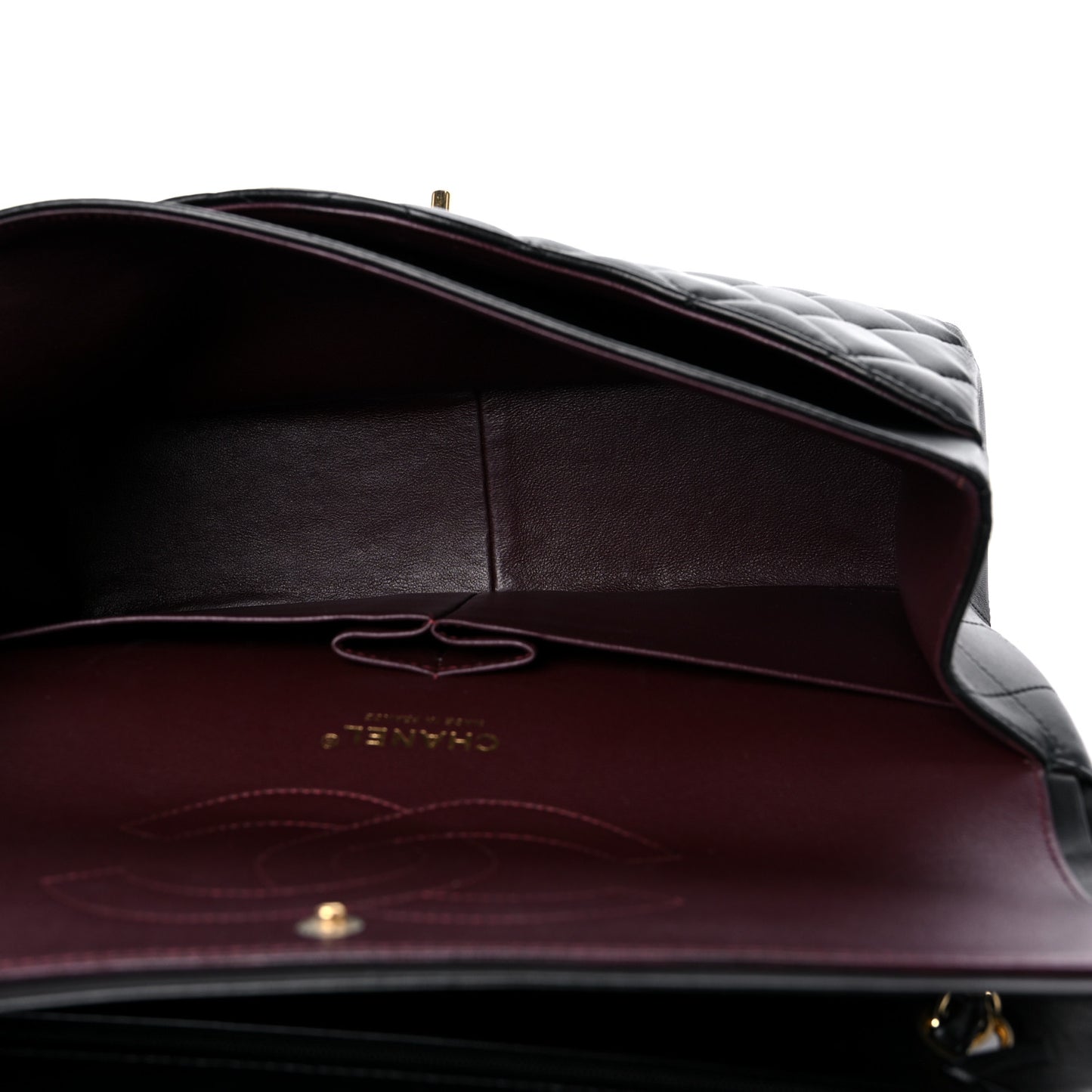 Lambskin Quilted Jumbo Double Flap Black
