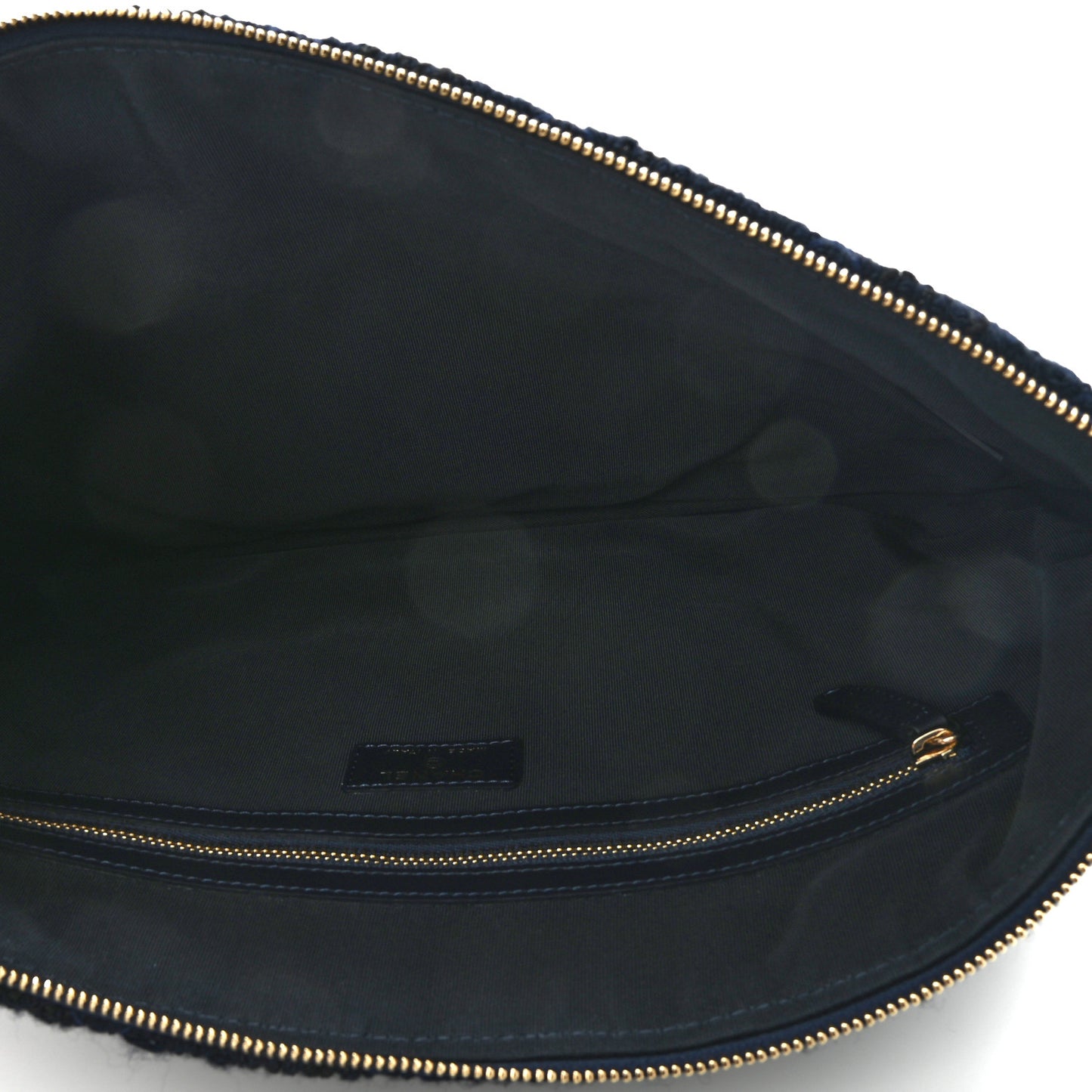 Wool Knit CC Cosmetic Pouch Navy Blue