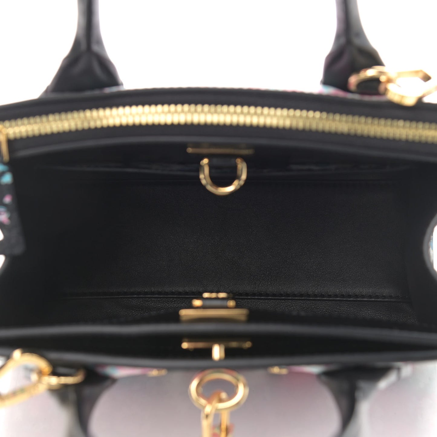 Calfskin Floral Print Mini City Steamer Black