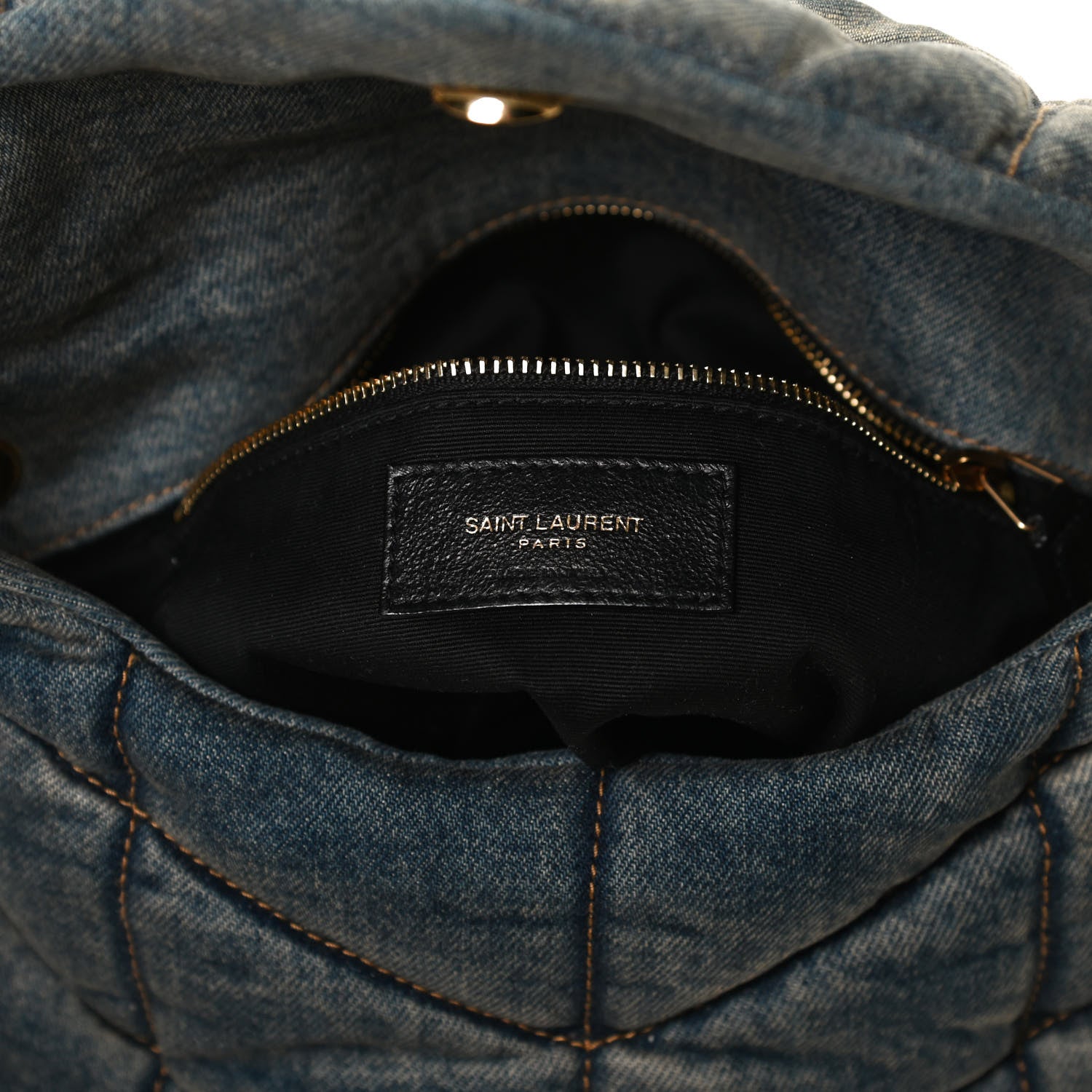 Saint Laurent Denim Quilted Small Loulou Puffer Monogram Chain Satchel Blue Cinnamon 6 of 10