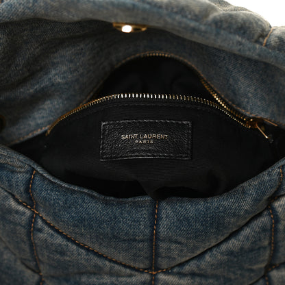 Saint Laurent Denim Quilted Small Loulou Puffer Monogram Chain Satchel Blue Cinnamon 6 of 10