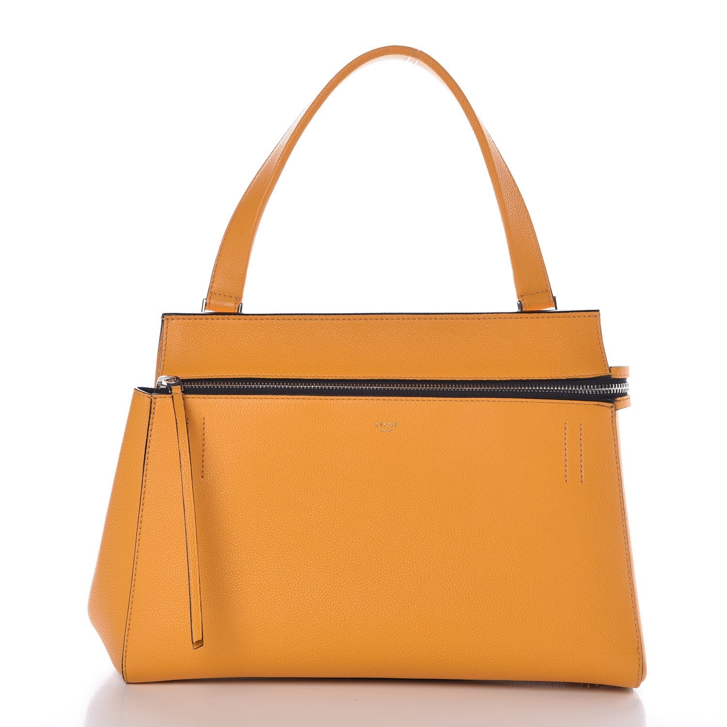 Celine Drummed Calfskin Small Edge Shoulder Bag Saffron 1 of 7