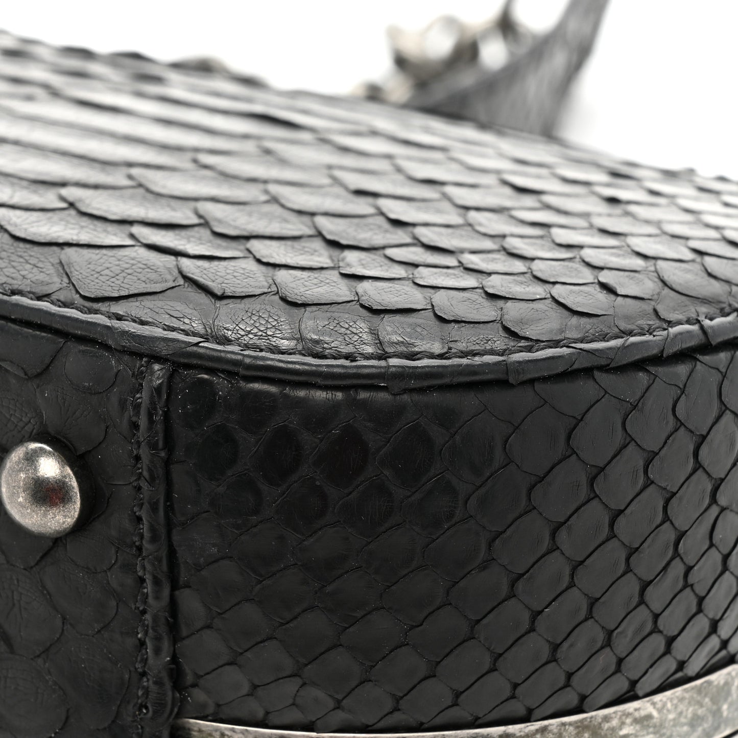 Snakeskin Box Kisslock Crosssbody Black