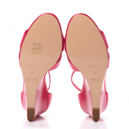 Hermes Calfskin Legend Wedge Sandals 37 Pink 6 of 11