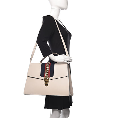 Gucci Calfskin Maxi Sylvie Top Handle Bag White 2 of 12