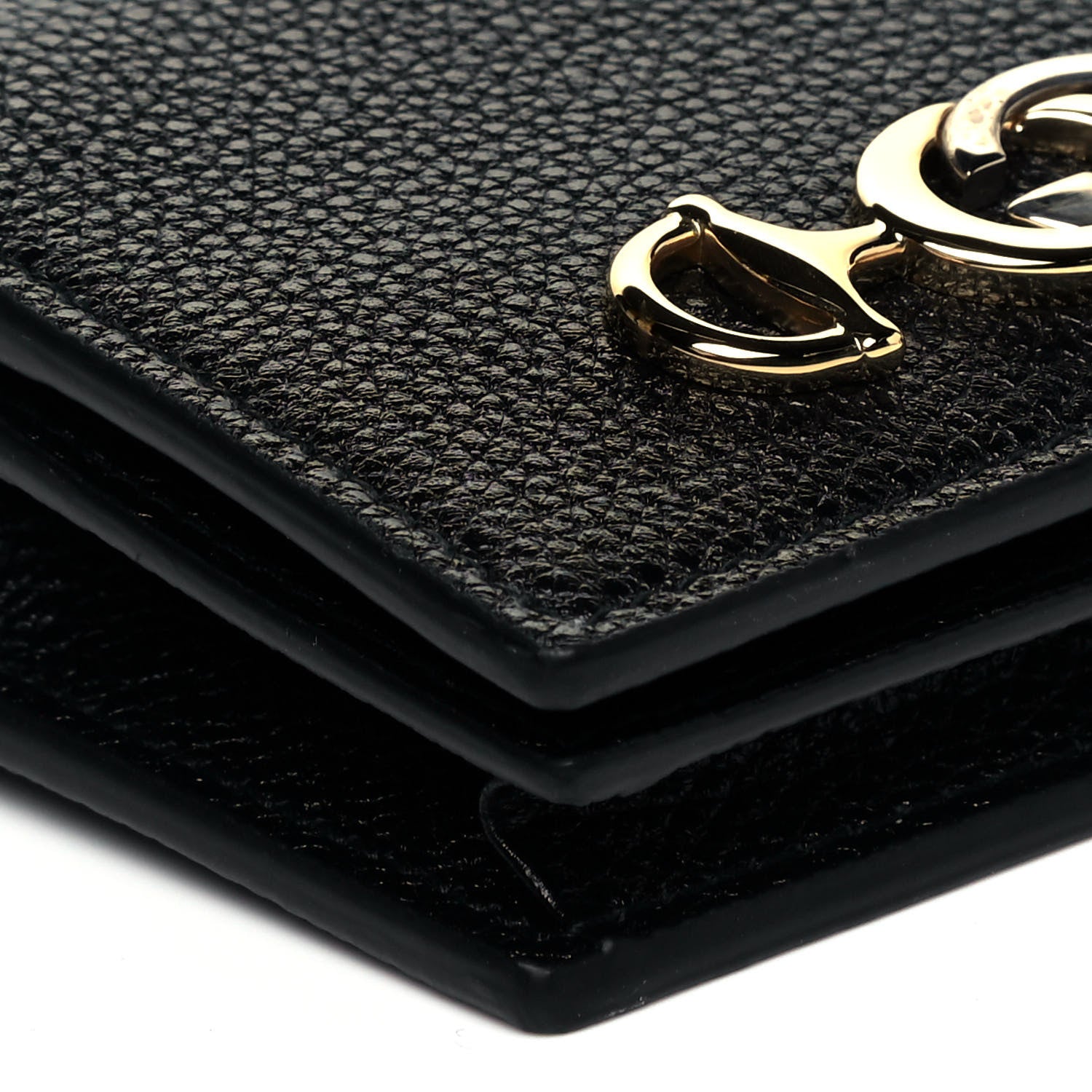 Gucci Grainy Calfskin Zumi Chain Card Case Wallet Black 7 of 8