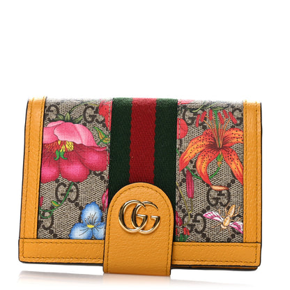 Gucci GG Supreme Monogram Flora Textured CalfskinWeb Ophidia Passport Case Beige Ebony Multicolor Crop 1 of 10