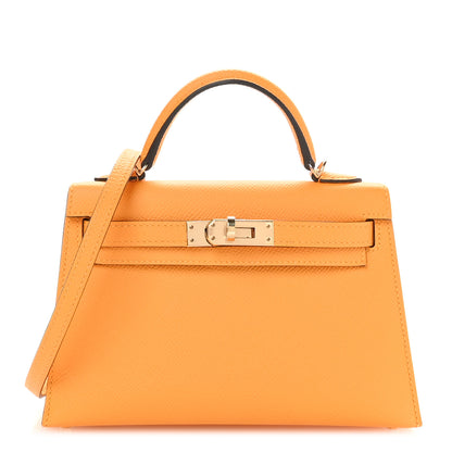Hermes Epsom Horseshoe Mini Kelly Sellier 20 Jaune D'Or Bleu Glacier 1 of 11