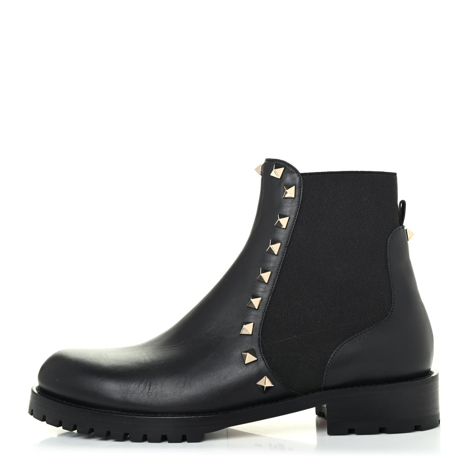 Valentino Garavani Calfskin Rockstud Beatle Chelsea 20mm Ankle Boots 36 Black 1 of 4