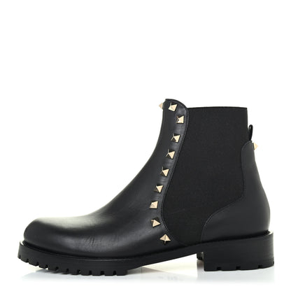 Valentino Garavani Calfskin Rockstud Beatle Chelsea 20mm Ankle Boots 36 Black 1 of 4