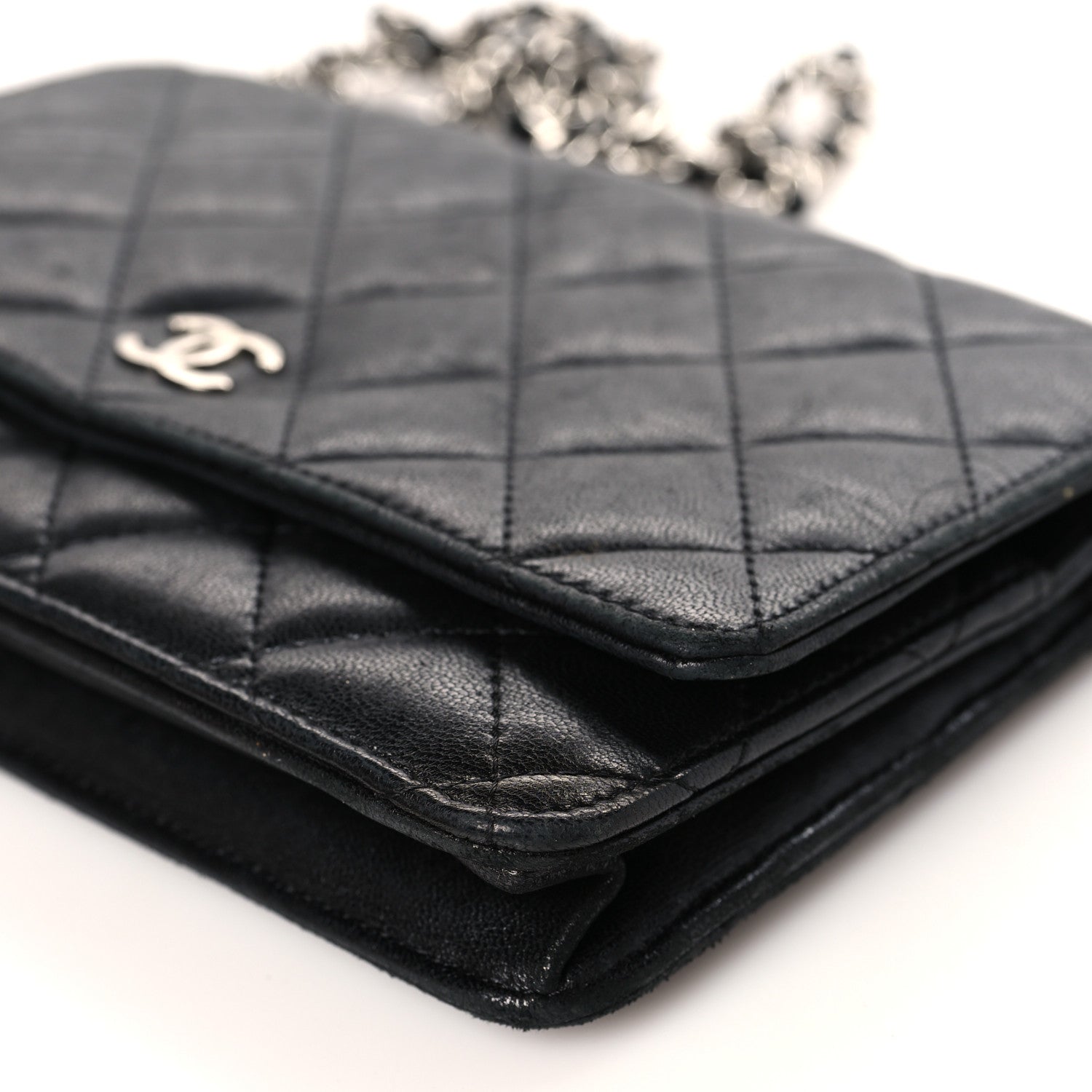 Chanel Lambskin Quilted Wallet On Chain WOC Black 9 of 12