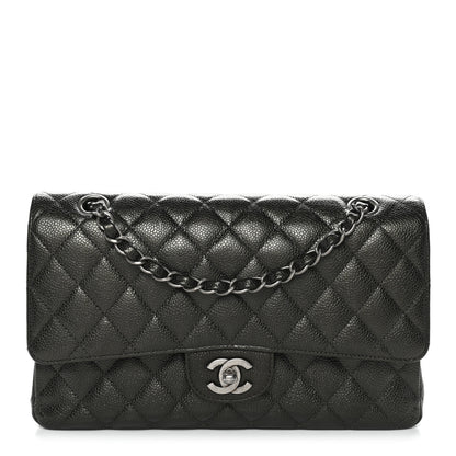 Chanel Metallic Caviar Quilted Medium Double Flap Dark Charcoal 1 of 12