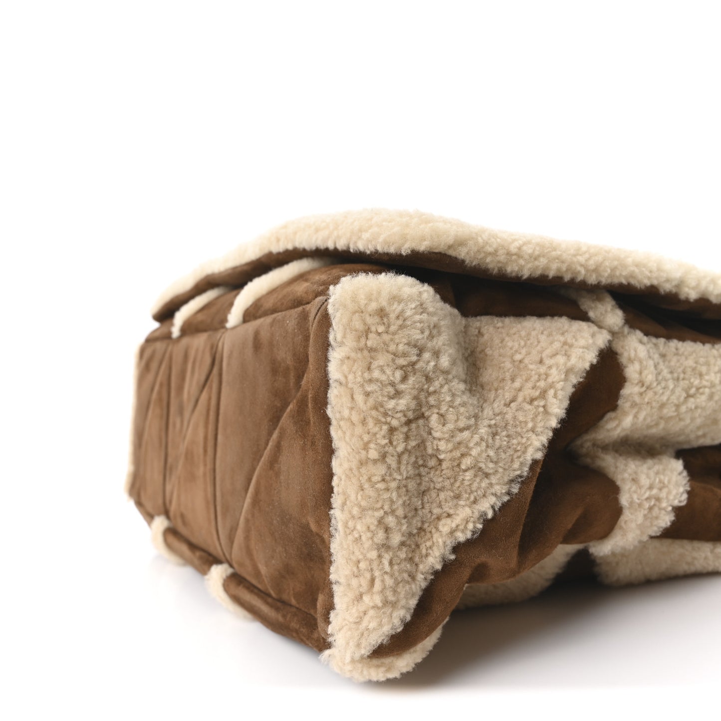 Suede Shearling Patchwork Monogram Giant Jamie Brown Beige