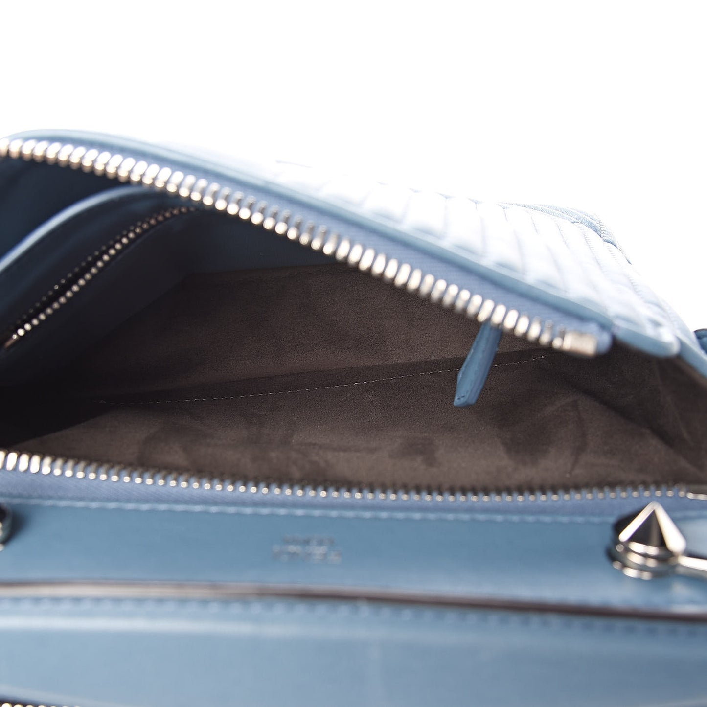 Shiny Nappa Trapuntata Small DotCom Click Top Handle Chain Satchel Blue