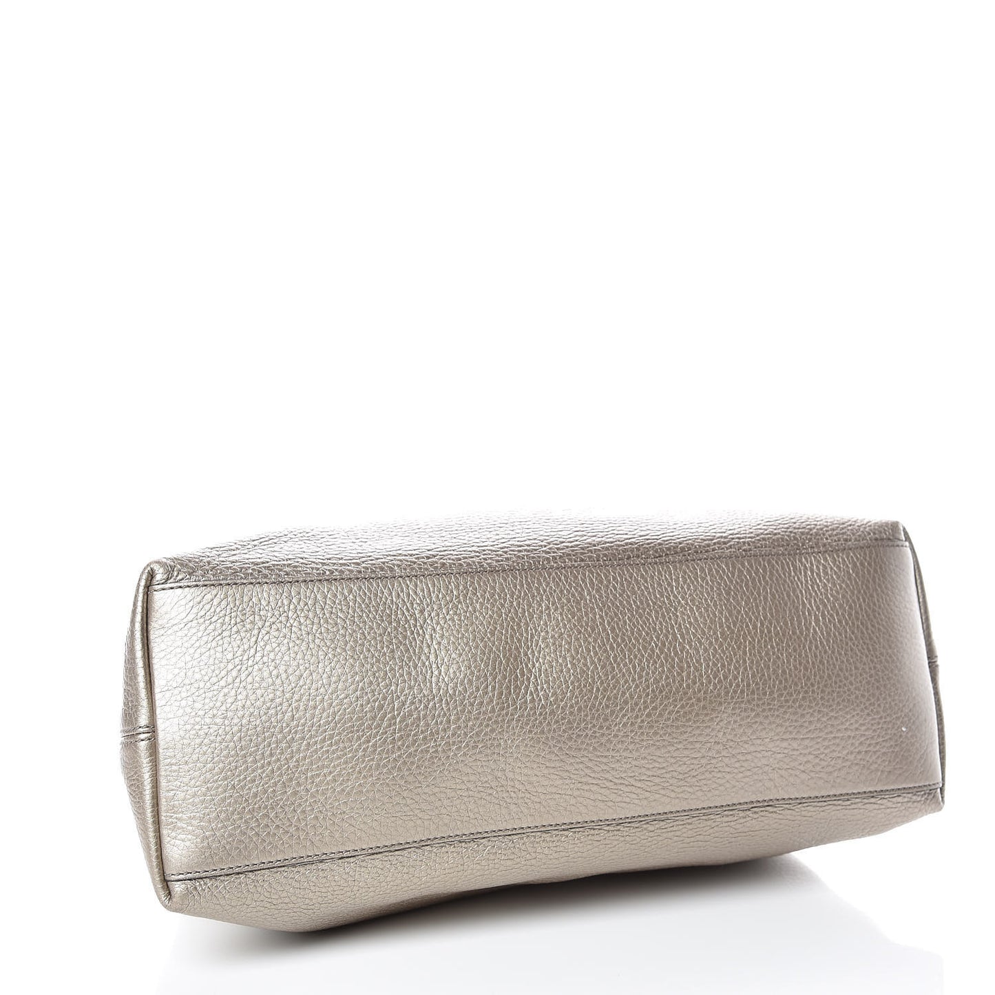 Metallic Pebbled Calfskin Medium Soho Chain Shoulder Bag Golden Beige