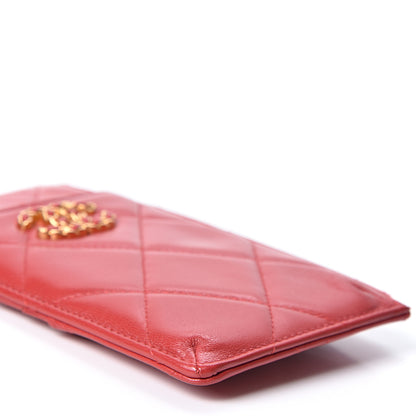 Chanel Shiny Goatskin Quilted 19 Flat Wallet Pouch Red 7 of 9