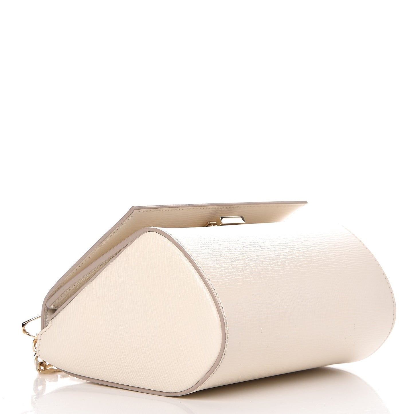 Textured Calfskin Mini Pandora Box Chain Crossbody Bag Beige