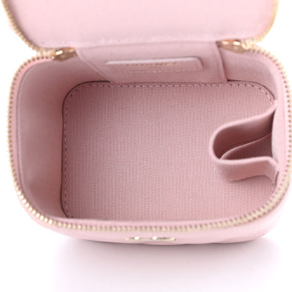 Chanel Iridescent Caviar Quilted Mini Pearl On Top Vanity Case With Chain Light Pink 6 of 11