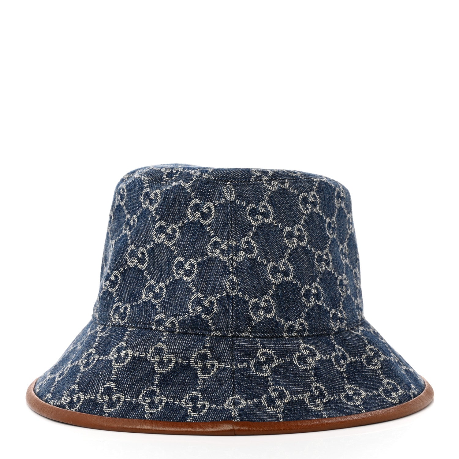 Gucci Washed Jacquard Denim Nappa GG Monogram Oscar Bucket Hat M Denim Cuir 5 of 9