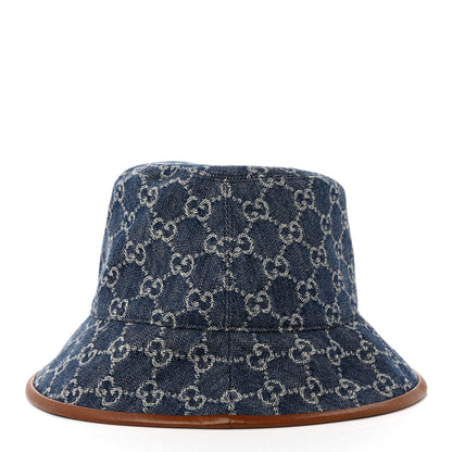 Gucci Washed Jacquard Denim Nappa GG Monogram Oscar Bucket Hat M Denim Cuir 5 of 9