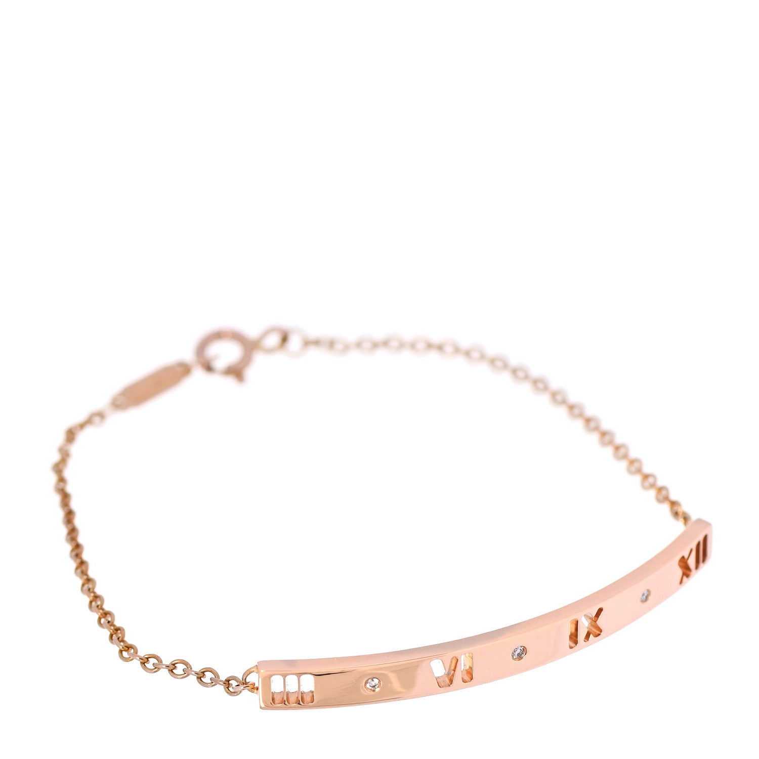 Tiffany 18K Rose Gold Diamond Atlas Bar Pierced Bracelet 1 of 5