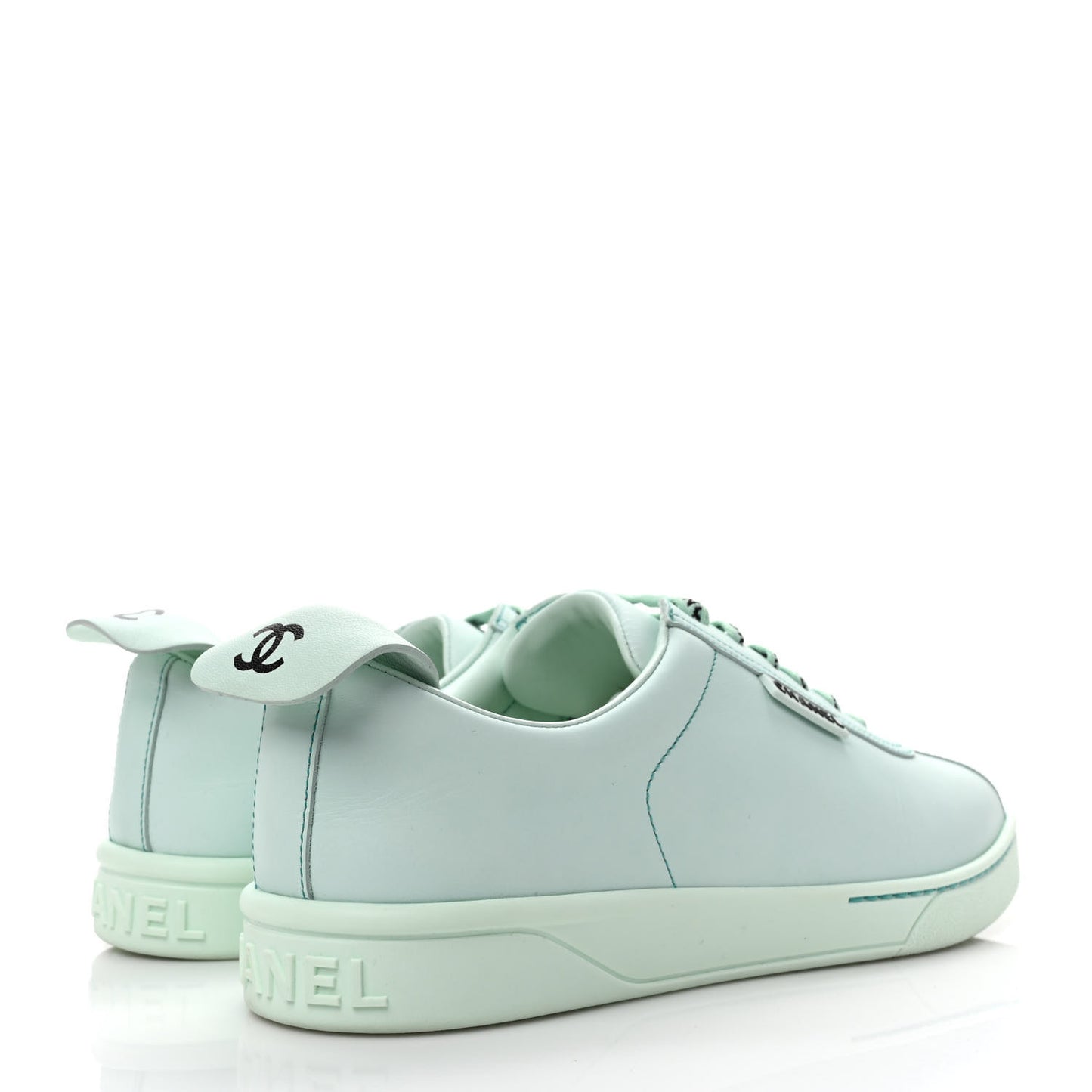 Calfskin CC Womens Weekender Lace Up Sneakers 40 Light Green