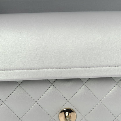Chanel Iridescent Lambskin Quilted Medium Double Flap Light Blue 9 of 13