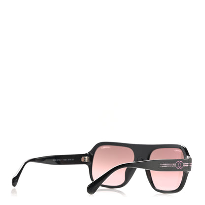 Chanel Acetate Crystal CC Shield Sunglasses 71432A Black Pink 4 of 6