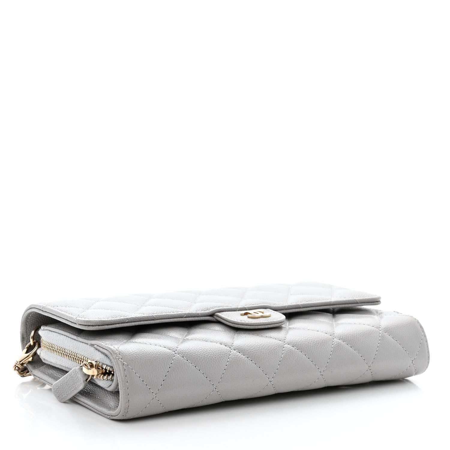 Chanel Caviar Quilted Phone Holder Wallet on Removable Chain Grey 5 of 16
