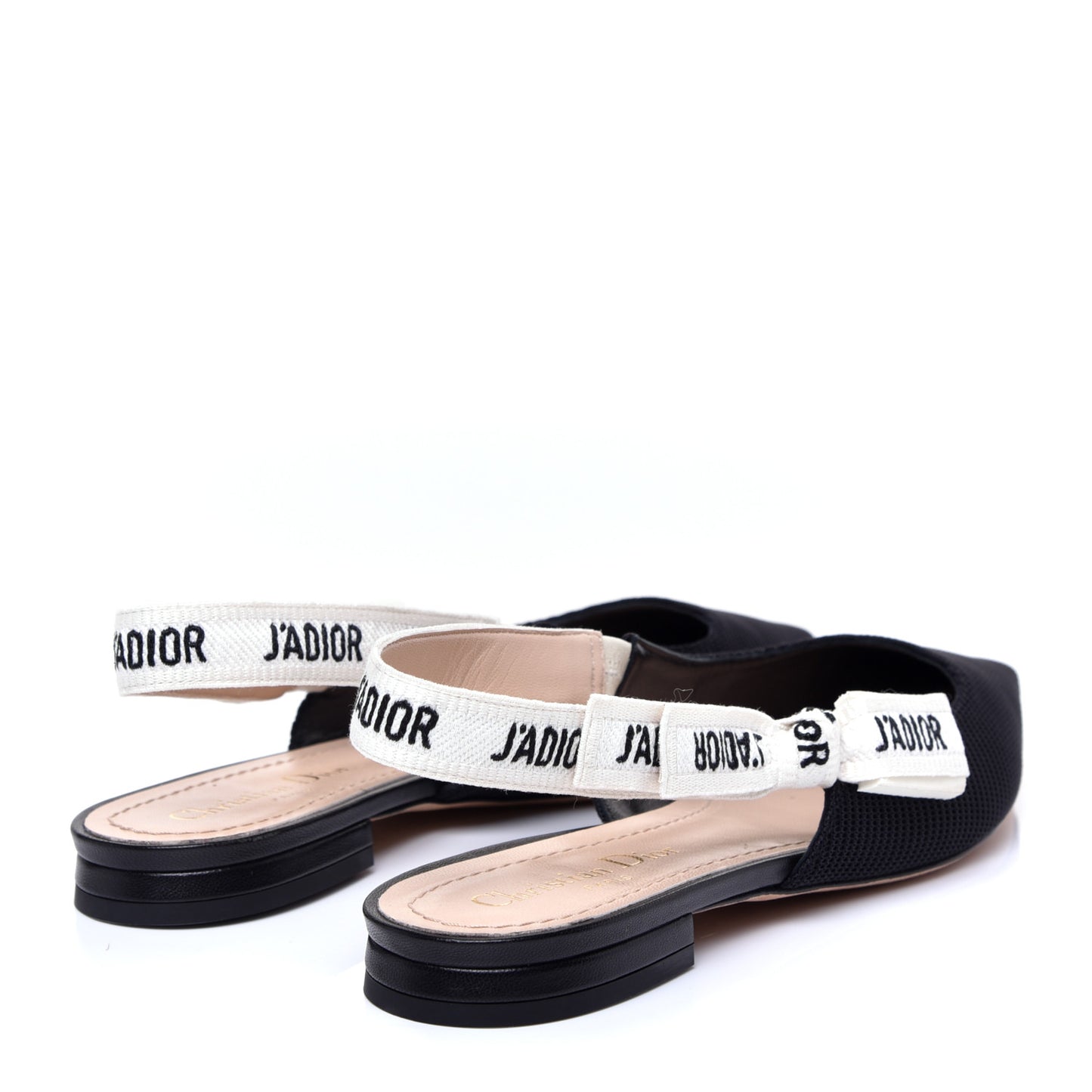 Technical Canvas Ribbon J'Adior Slingback Ballet Flats 38 Black