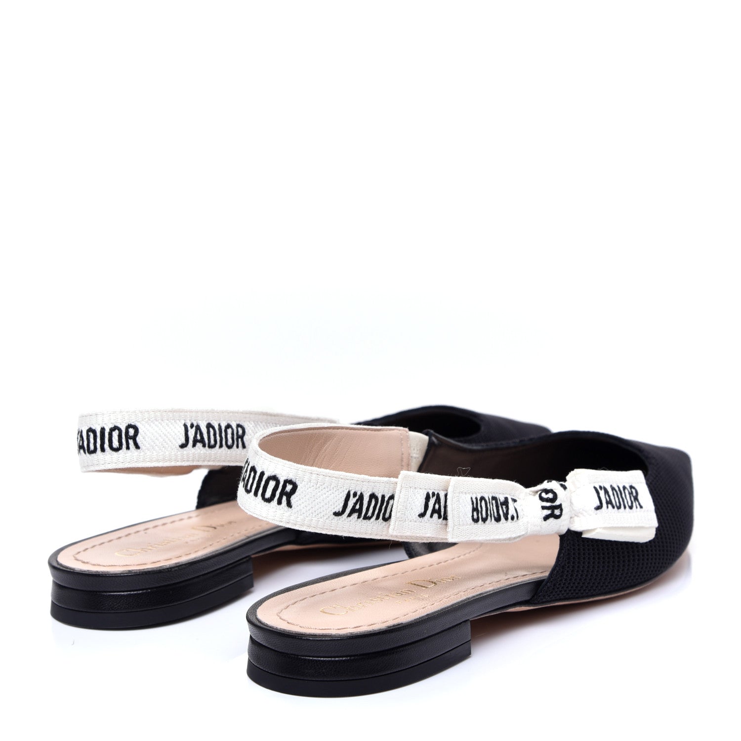 Christian Dior Technical Canvas Ribbon J'Adior Slingback Ballet Flats 38 Black 4 of 11