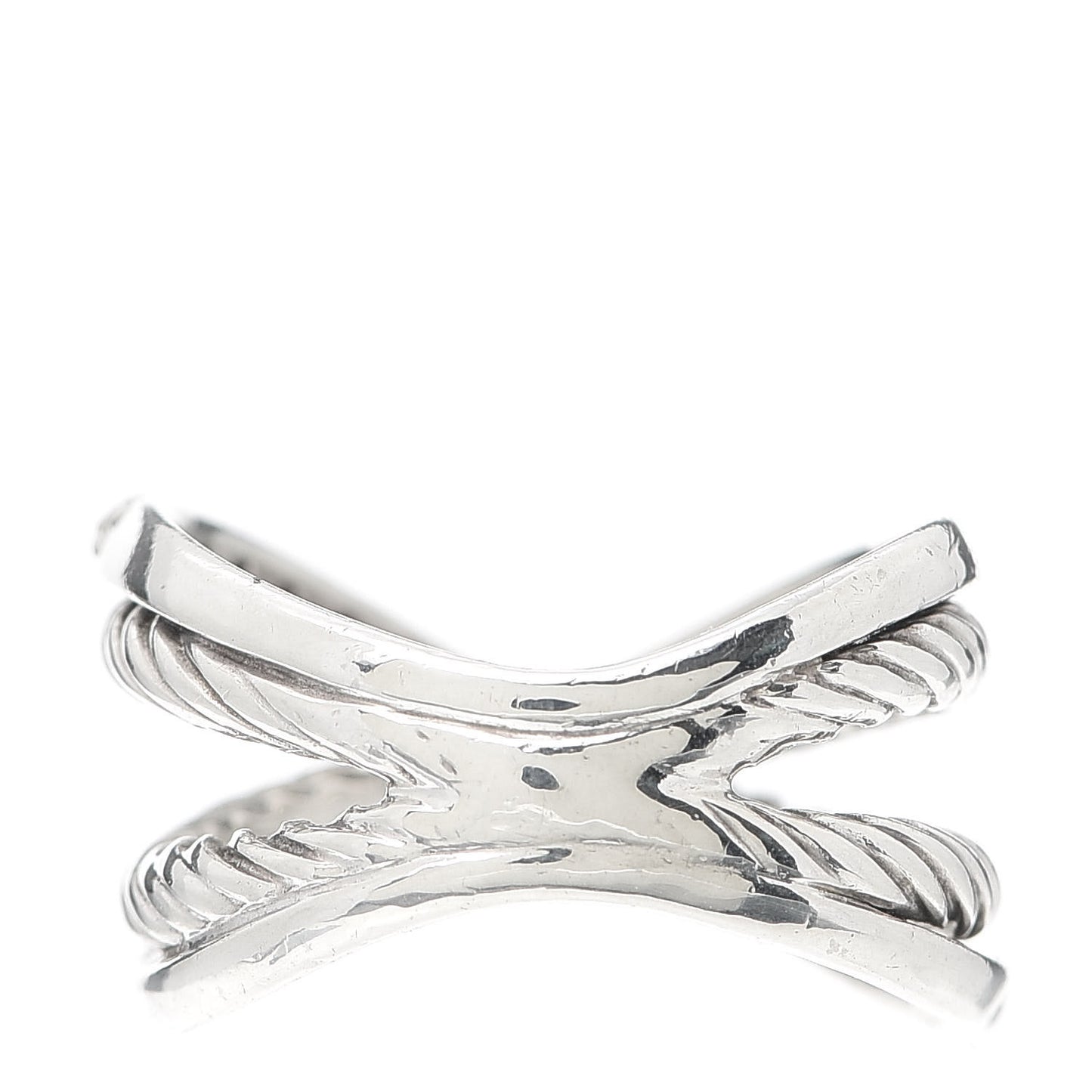 Sterling Silver Diamond X Crossover Cable Ring 52 6