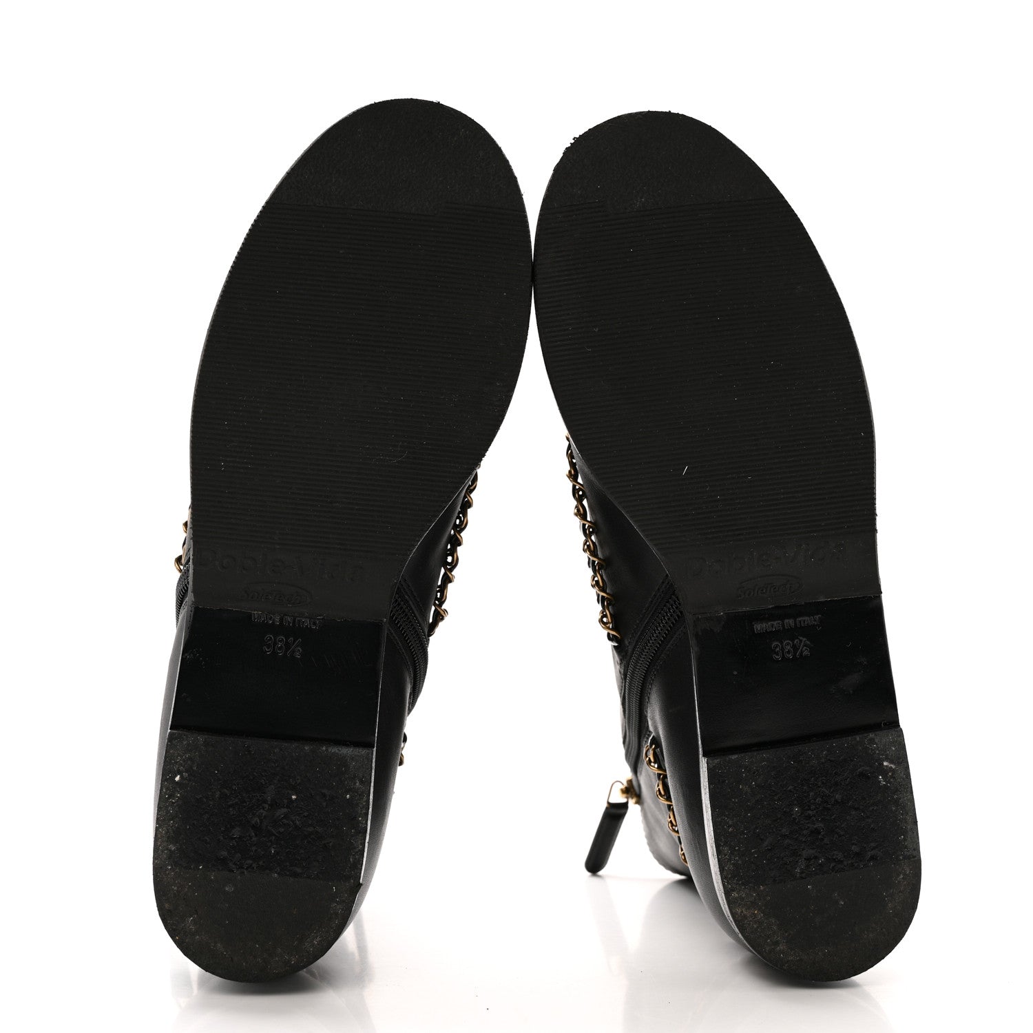 Chanel Calfskin Chain Lace Up Boots 38.5 Black 6 of 12