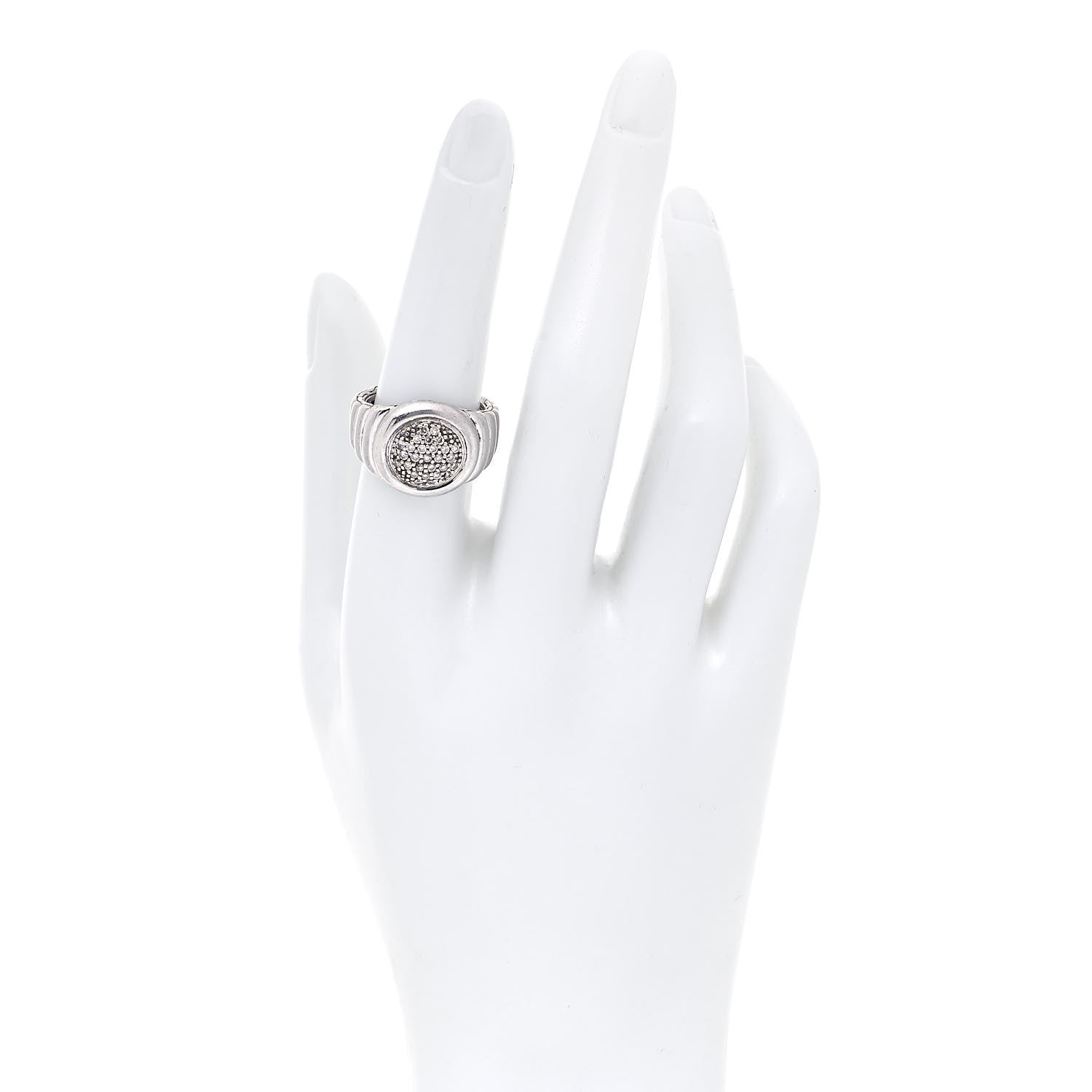 John Hardy Sterling Silver Diamond Batu Bedeg Round Ring 54 7 2 of 4